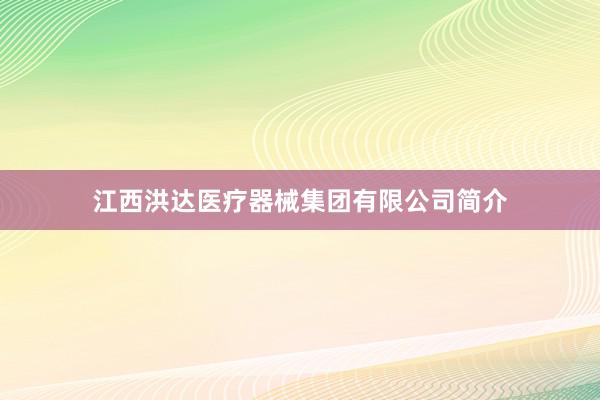 江西洪达医疗器械集团有限公司简介
